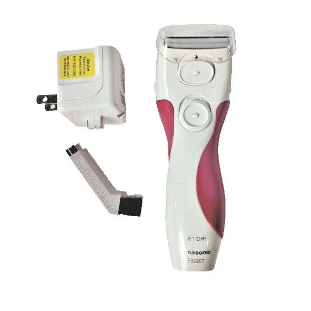 Women's Panasonic ES2207 Wet Dry Rechargeable Shaver  w/Charger Pink & White